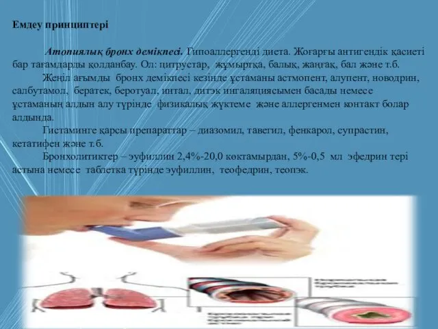 Емдеу принциптері Атопиялық бронх демікпесі. Гипоаллергенді диета. Жоғарғы антигендік қасиеті