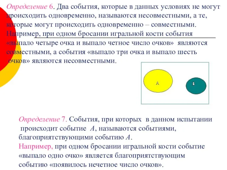 Определение 6. Два события, которые в данных условиях не могут