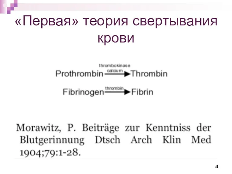 «Первая» теория свертывания крови