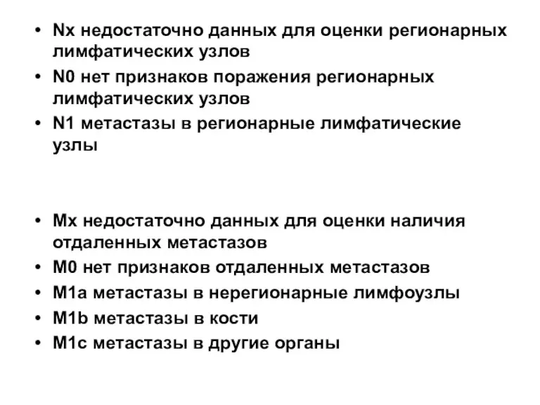 Nх недостаточно данных для оценки регионарных лимфатических узлов N0 нет