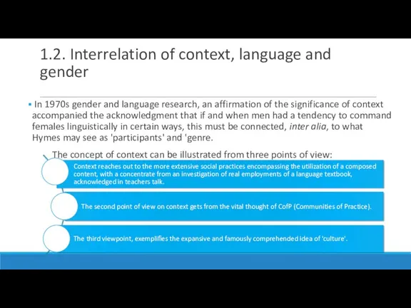 1.2. Interrelation of context, language and gender In 1970s gender