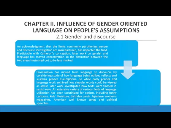 CHAPTER II. INFLUENCE OF GENDER ORIENTED LANGUAGE ON PEOPLE’S ASSUMPTIONS 2.1 Gender and discourse