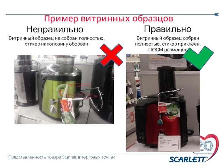 Пример витринных образцов Витринный образец не собран полностью, стикер наполовину