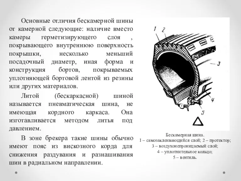 Основные отличия бескамерной шины от камерной следующие: наличие вместо камеры