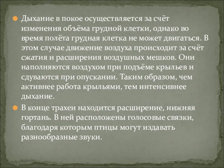 Дыхание в покое осуществляется за счёт изменения объёма грудной клетки, однако во время