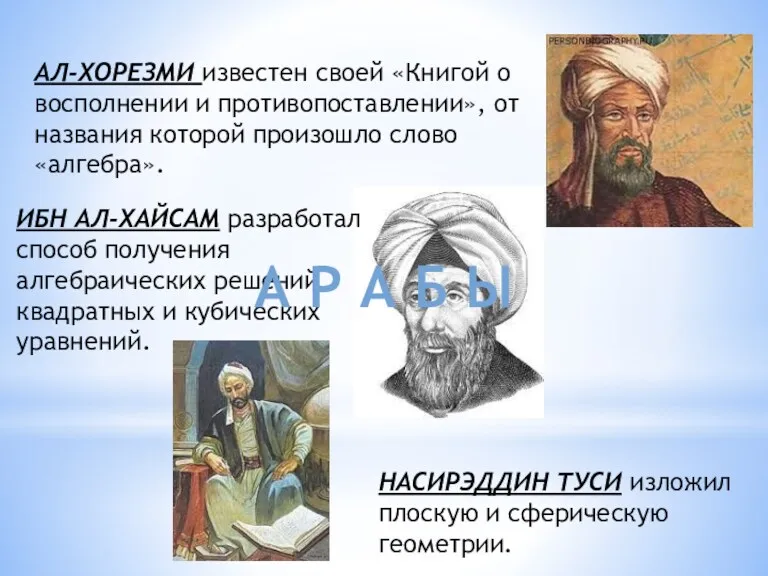 АЛ-ХОРЕЗМИ известен своей «Книгой о восполнении и противопоставлении», от названия которой произошло слово