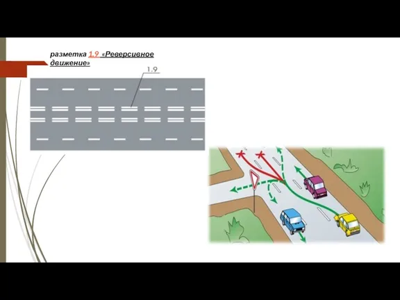 разметка 1.9 «Реверсивное движение»