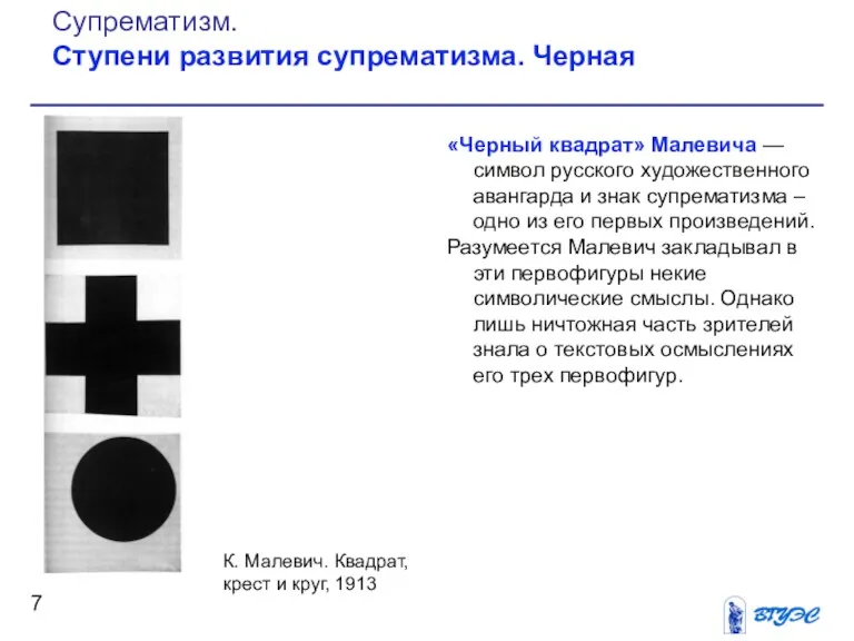 «Черный квадрат» Малевича — символ русского художест­венного авангарда и знак