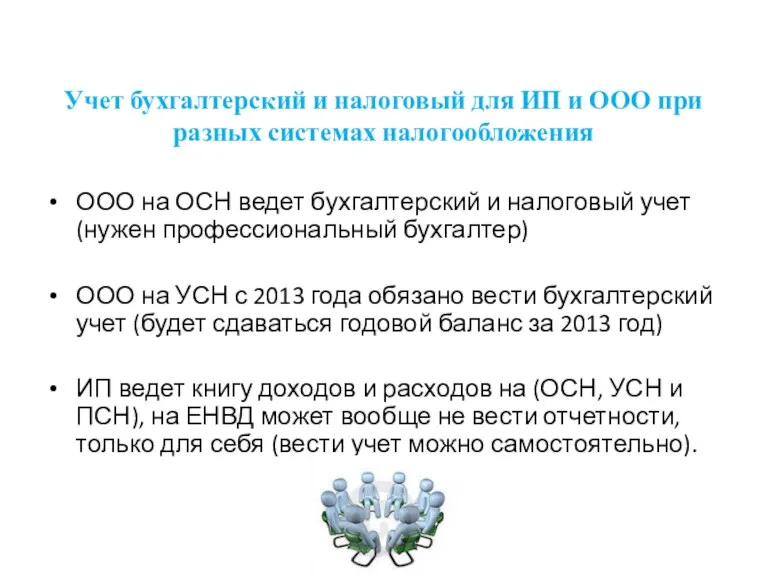 Учет бухгалтерский и налоговый для ИП и ООО при разных