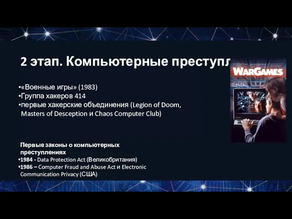 «Военные игры» (1983) Группа хакеров 414 первые хакерские объединения (Legion