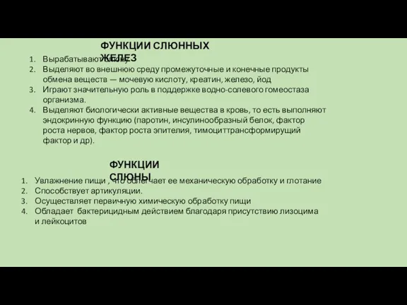 Вырабатывают слюну Выделяют во внешнюю среду промежуточные и конечные продукты