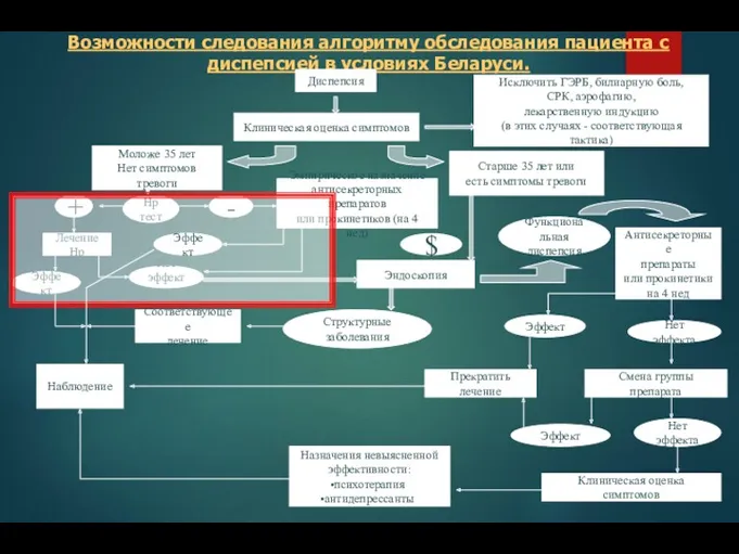 Возможности следования алгоритму обследования пациента с диспепсией в условиях Беларуси.