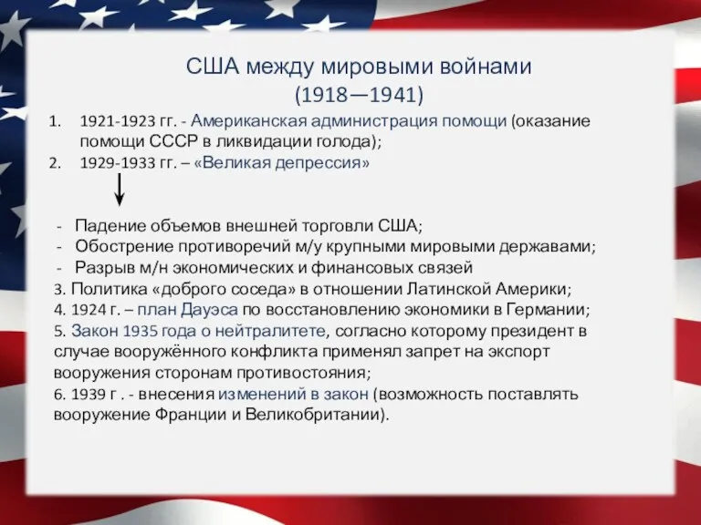 США между мировыми войнами (1918—1941) 1921-1923 гг. - Американская администрация