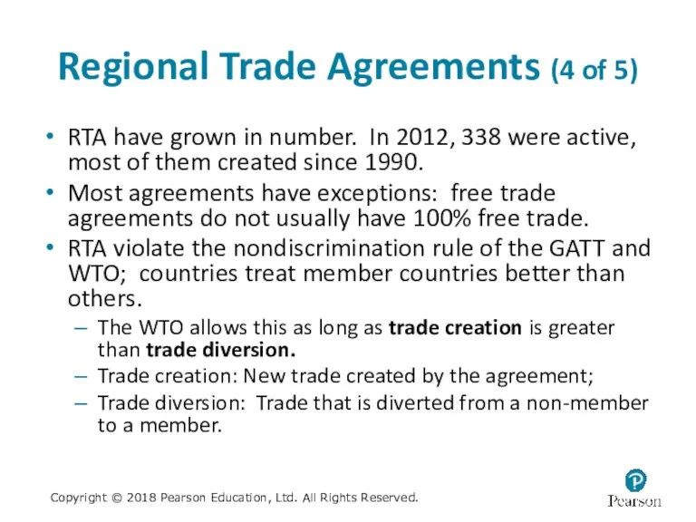 Regional Trade Agreements (4 of 5) RTA have grown in