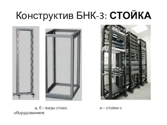 Конструктив БНК-3: СТОЙКА а, б – виды стоек; в – стойки с оборудованием