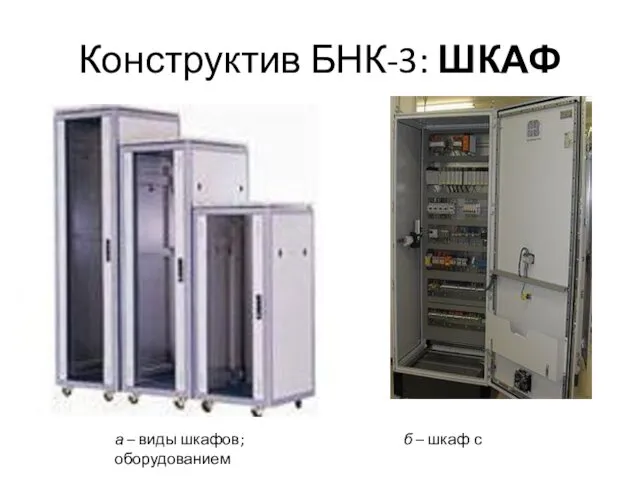 Конструктив БНК-3: ШКАФ а – виды шкафов; б – шкаф с оборудованием