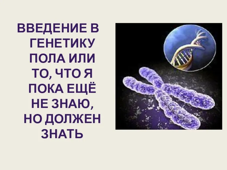 ВВЕДЕНИЕ В ГЕНЕТИКУ ПОЛА ИЛИ ТО, ЧТО Я ПОКА ЕЩЁ НЕ ЗНАЮ, НО ДОЛЖЕН ЗНАТЬ