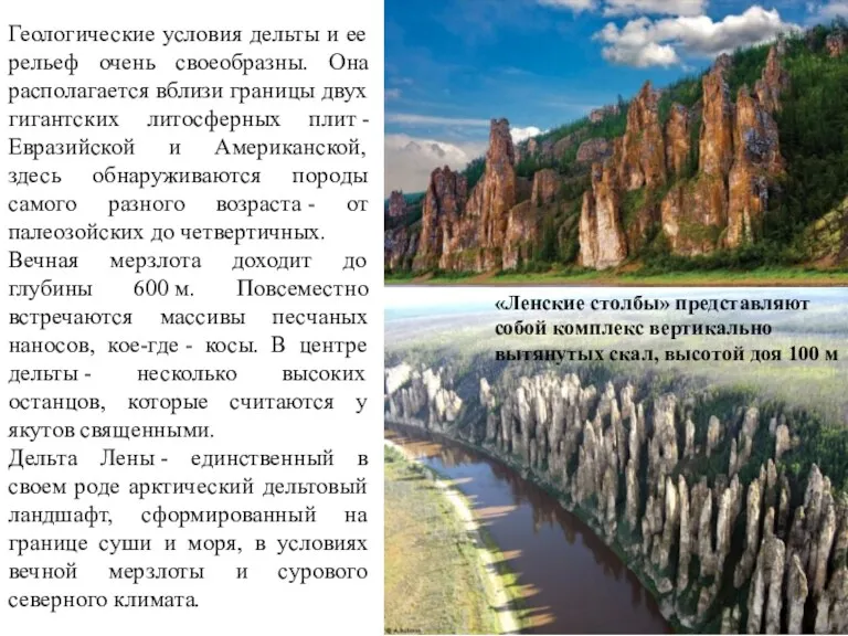 Геологические условия дельты и ее рельеф очень своеобразны. Она располагается