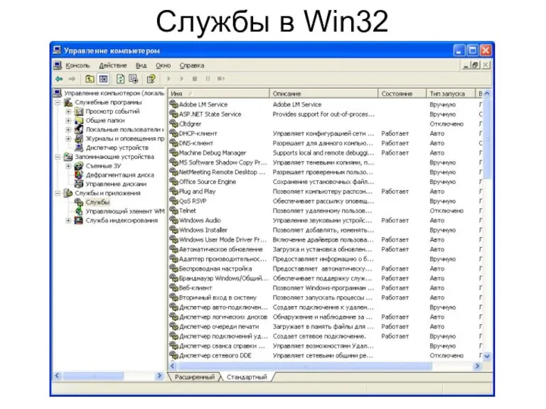 Службы в Win32