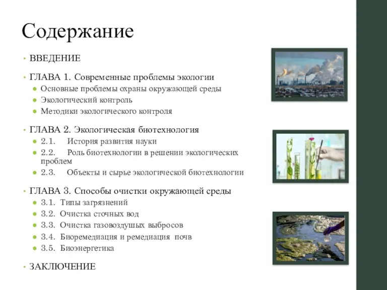 Содержание ВВЕДЕНИЕ ГЛАВА 1. Современные проблемы экологии Основные проблемы охраны