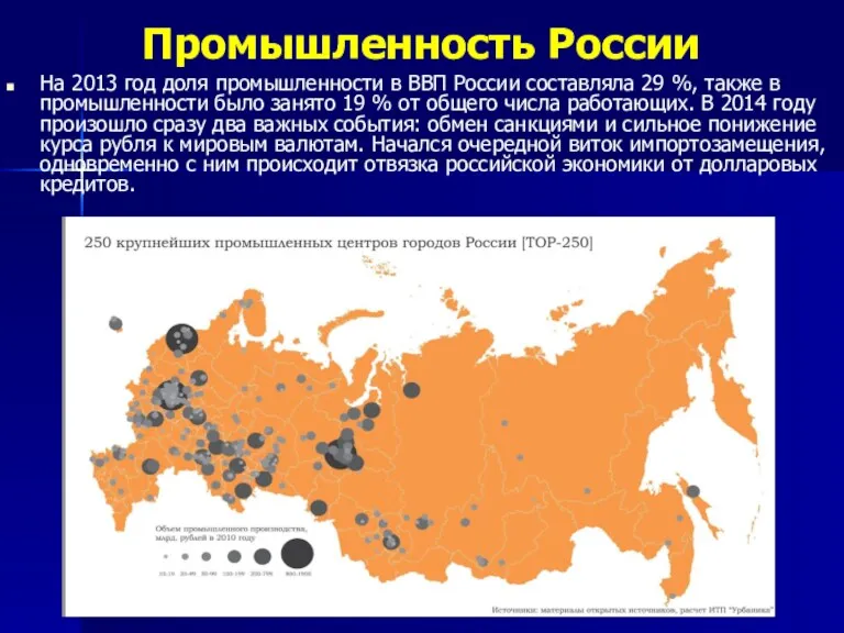 Промышленность России На 2013 год доля промышленности в ВВП России