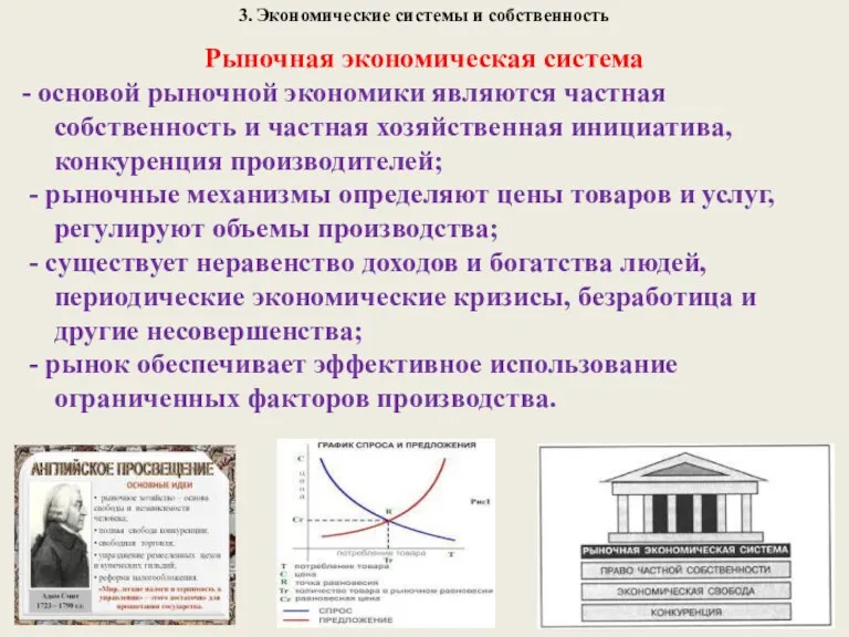 3. Экономические системы и собственность Рыночная экономическая система - основой