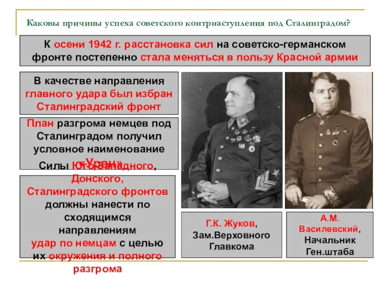 Каковы причины успеха советского контрнаступления под Сталинградом? К осени 1942
