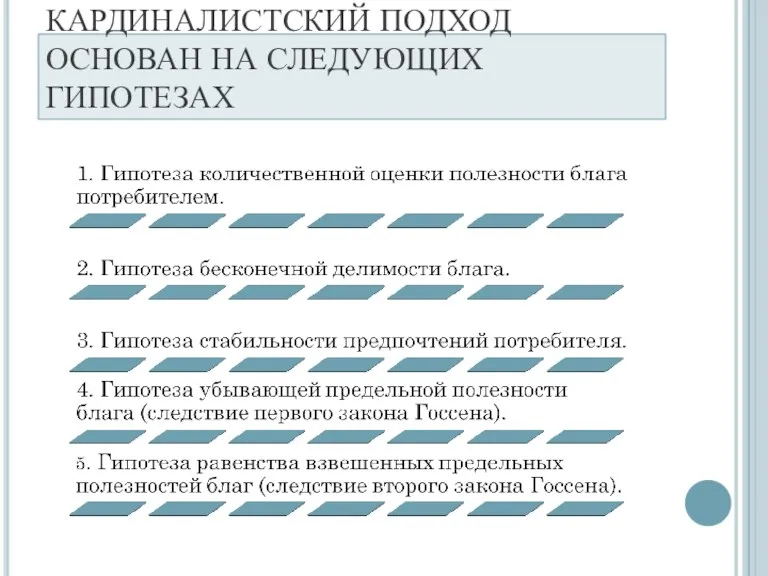 КАРДИНАЛИСТСКИЙ ПОДХОД ОСНОВАН НА СЛЕДУЮЩИХ ГИПОТЕЗАХ