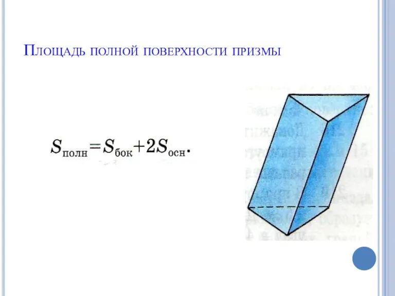 Площадь полной поверхности призмы