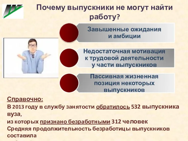 Почему выпускники не могут найти работу? Справочно: В 2013 году