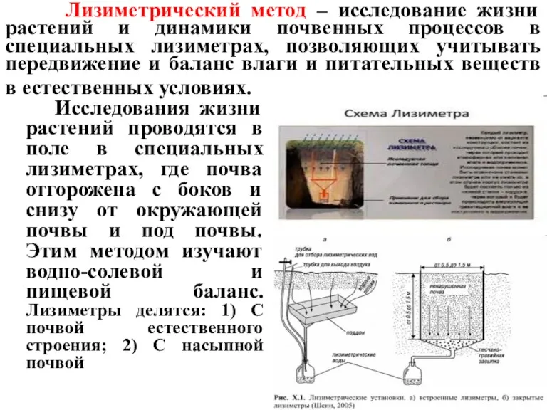 Лизиметрический метод – исследование жизни растений и динамики почвенных процессов