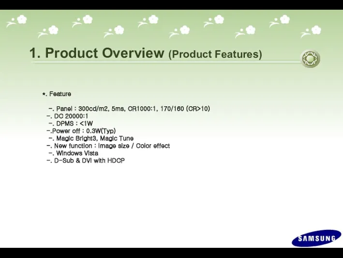 1. Product Overview (Product Features) *. Feature -. Panel :