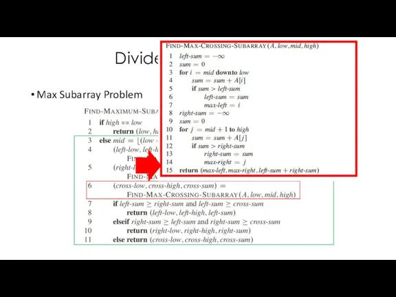 Divide-and-Conquer Max Subarray Problem