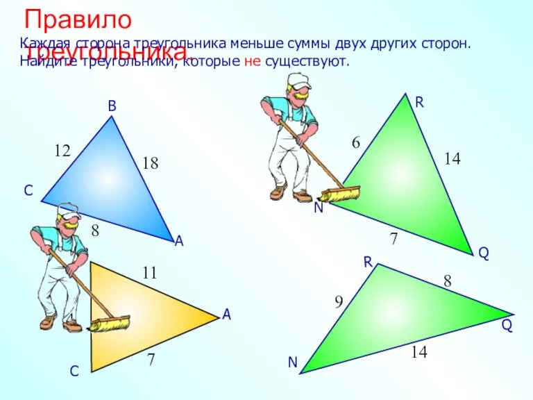 Правило треугольника. Каждая сторона треугольника меньше суммы двух других сторон.