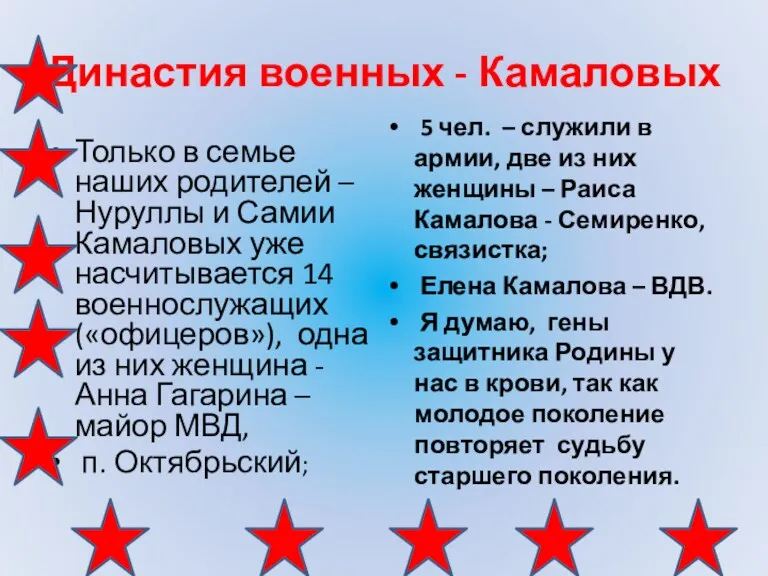 Династия военных - Камаловых Только в семье наших родителей –