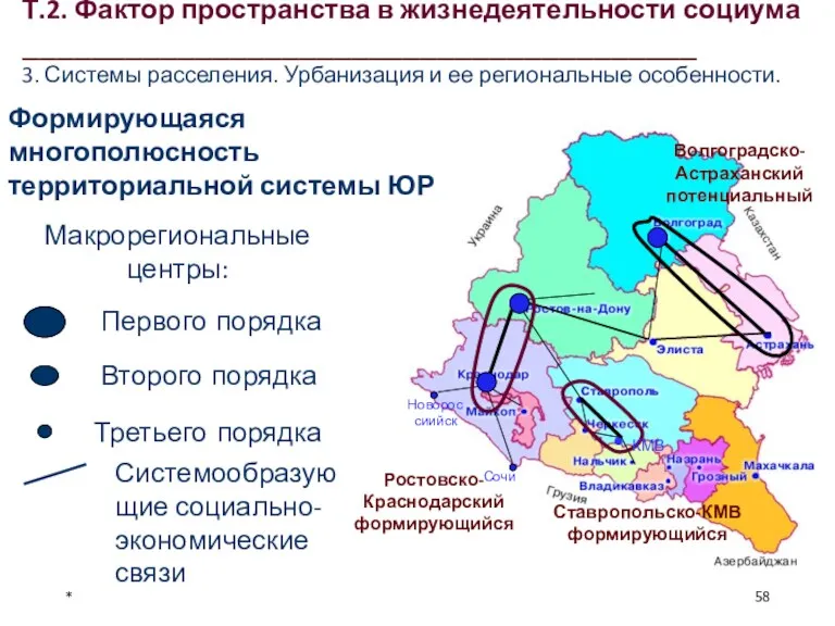 Формирующаяся многополюсность территориальной системы ЮР * Т.2. Фактор пространства в