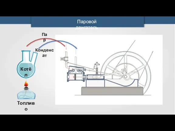 Паровой двигатель Котёл Топливо Пар Конденсат