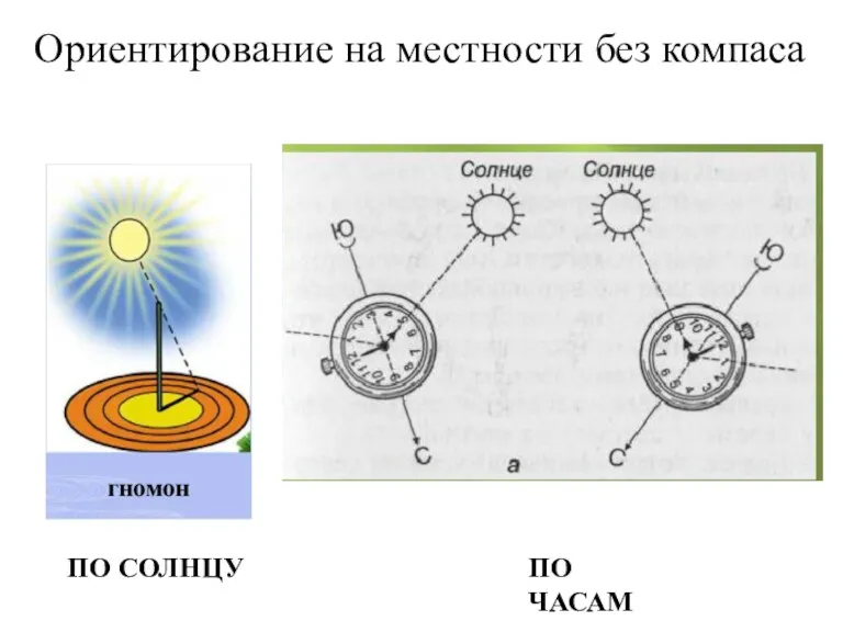 Ориентирование на местности без компаса ПО ЧАСАМ ПО СОЛНЦУ