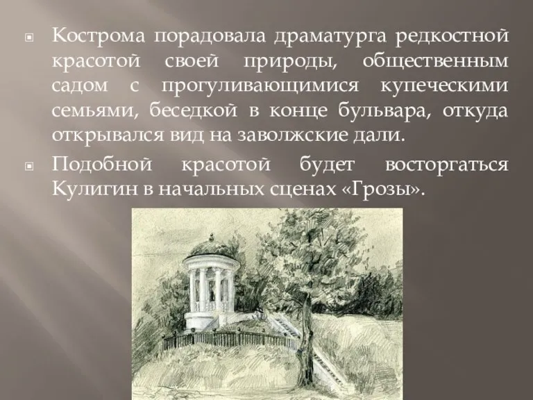 Кострома порадовала драматурга редкостной красотой своей природы, общественным садом с