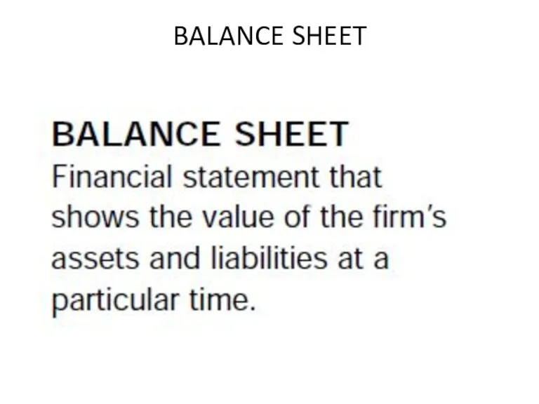 BALANCE SHEET