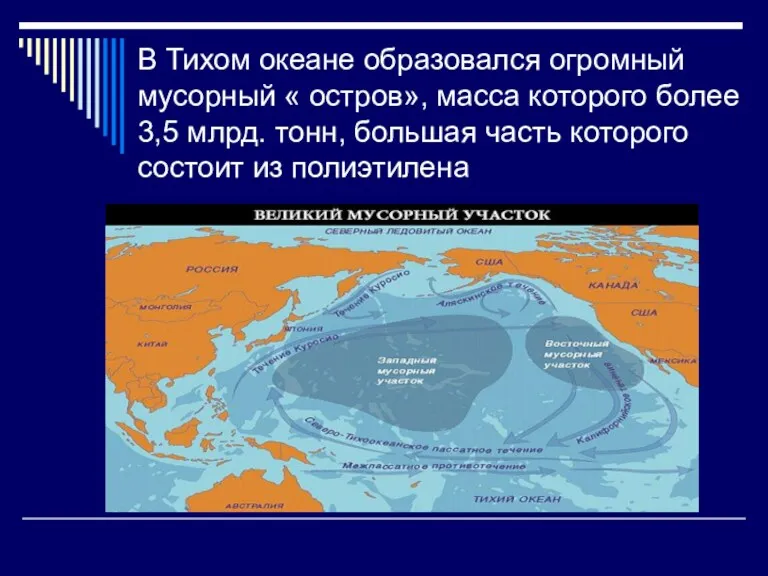 В Тихом океане образовался огромный мусорный « остров», масса которого