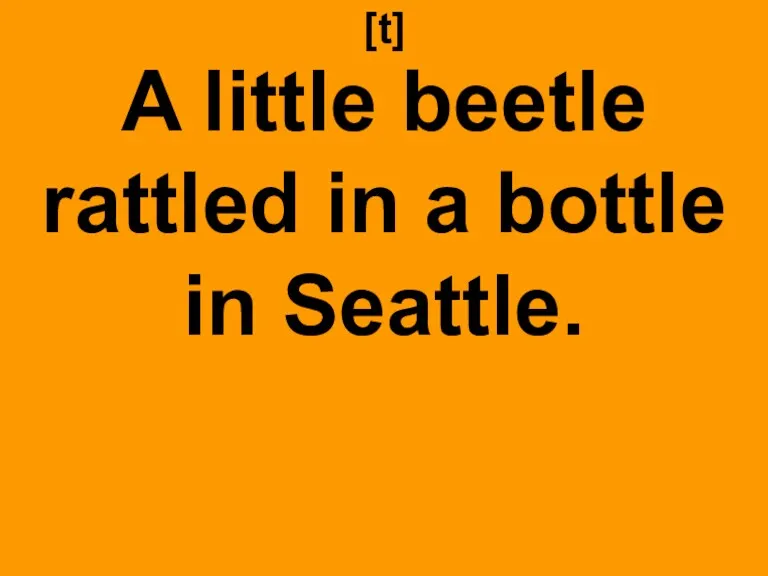 [t] A little beetle rattled in a bottle in Seattle.