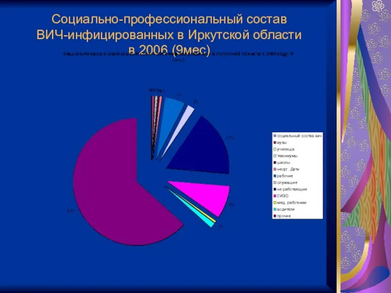 Социально-профессиональный состав ВИЧ-инфицированных в Иркутской области в 2006 (9мес)