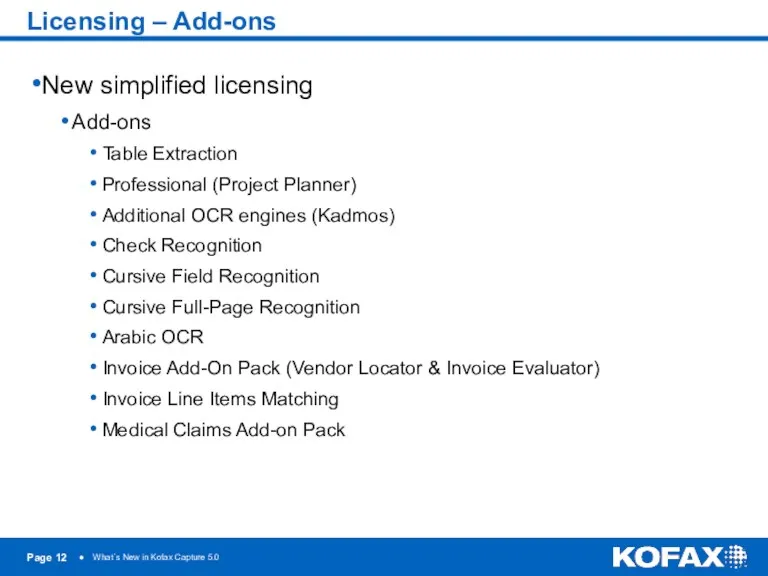 Licensing – Add-ons New simplified licensing Add-ons Table Extraction Professional