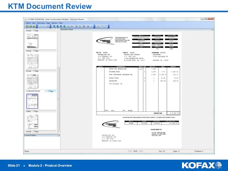 KTM Document Review Slide ● Module 2 - Product Overview