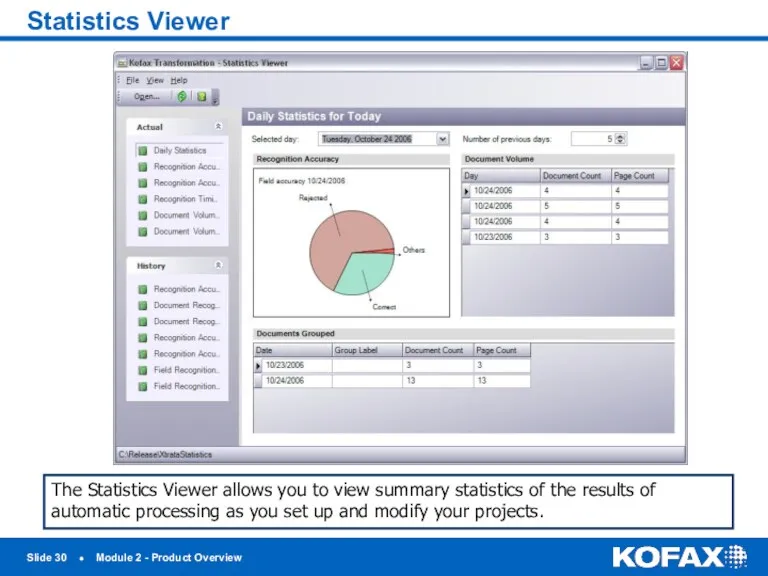 Slide ● Module 2 - Product Overview Statistics Viewer The