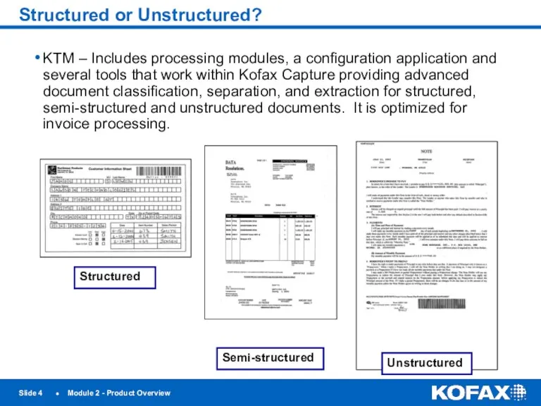 Slide ● Module 2 - Product Overview Structured or Unstructured?