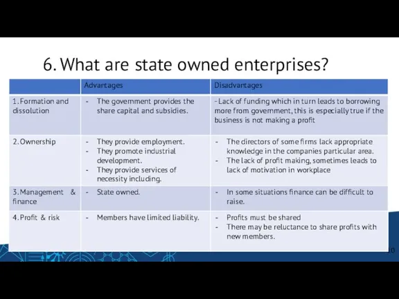 6. What are state owned enterprises?