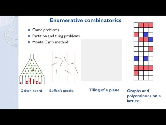 Enumerative combinatorics Game problems Partition and tiling problems Monte Carlo