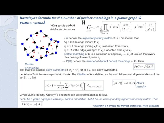 Kasteleyn’s formula for the number of perfect matchings in a